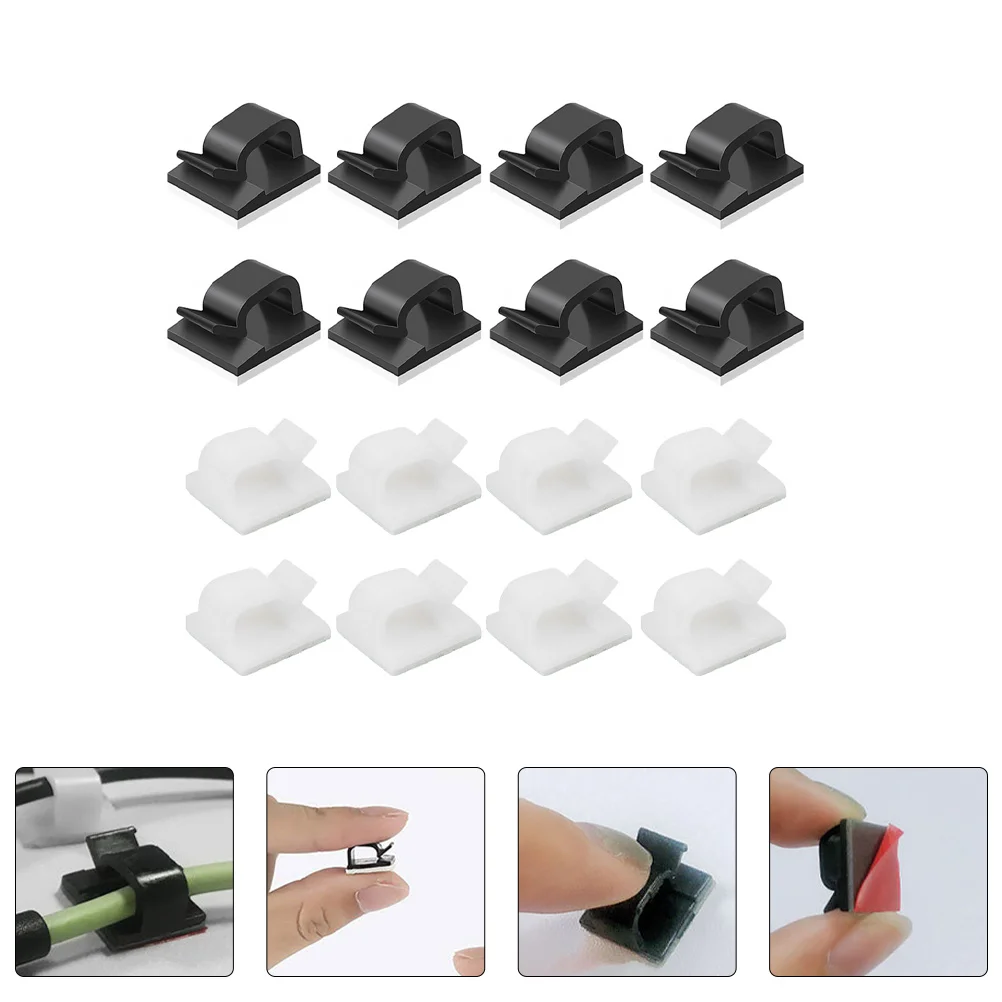 60 Pcs Cable Manager Wire Clips Clamp Desk Organizers Car Mount Cord Management Adhesive Self Hook