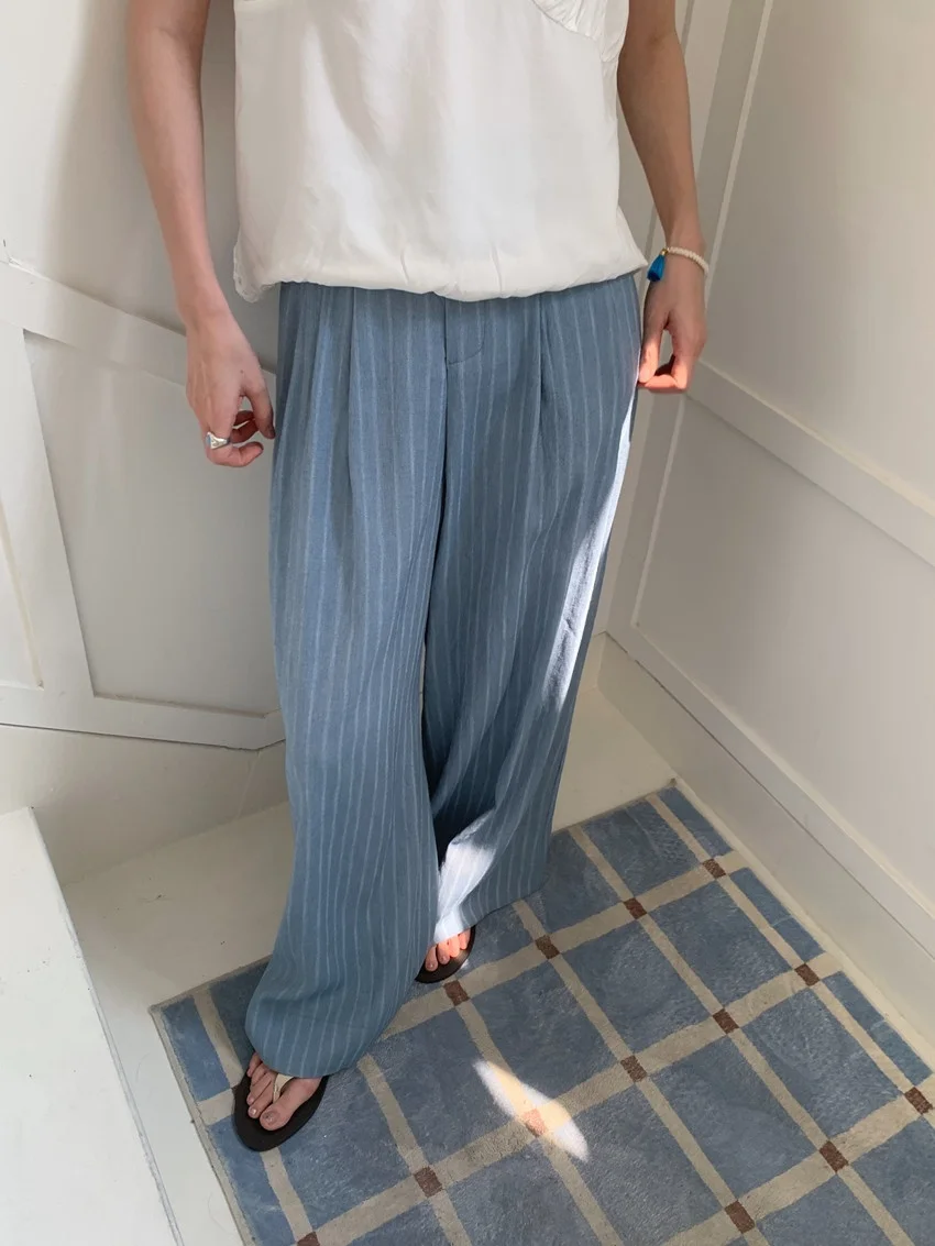 Alien Kitty-pantalones de pierna ancha informales a rayas para mujer, Vaqueros holgados para fregar, pantalones vaqueros elegantes que combinan con todo, ropa de calle de cintura alta para uso diario