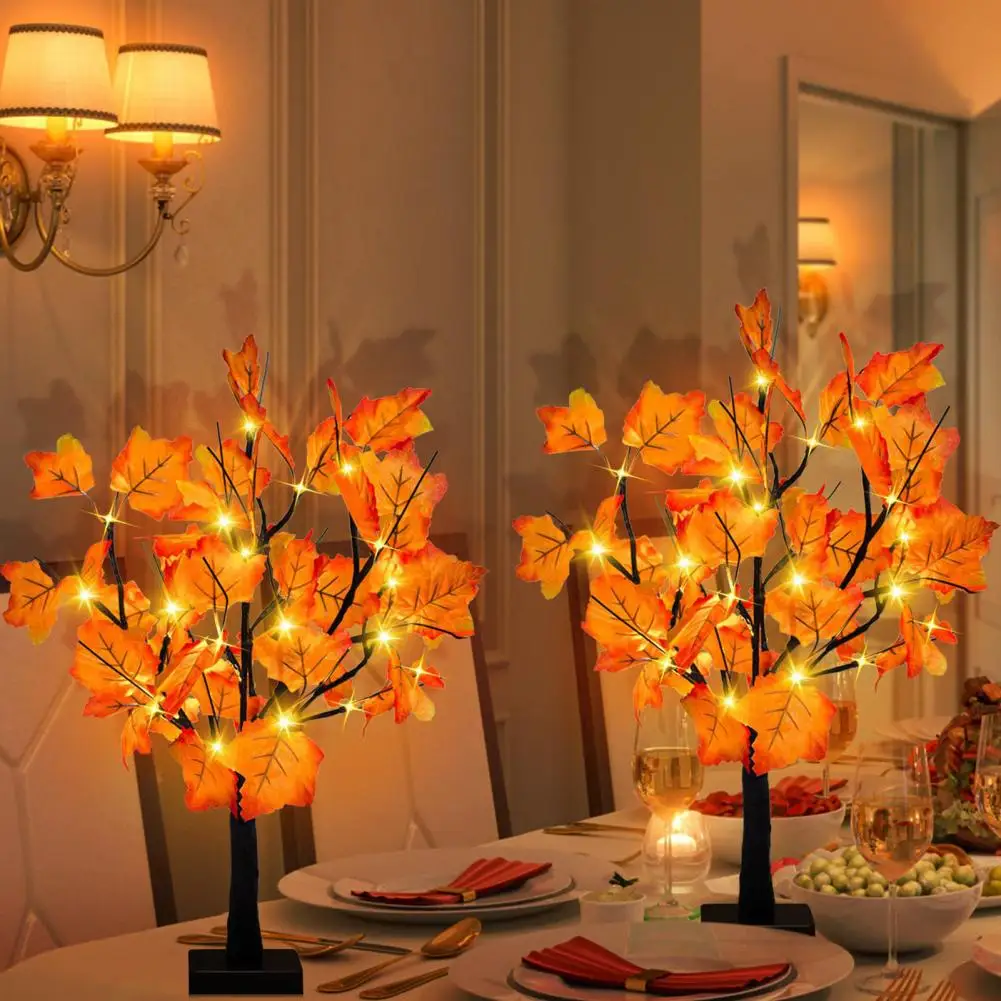 

Harvest Season Tree Decoration Battery Operated Fall Maple Tree Light with Led Pumpkins Pinecones for Thanksgiving Harvest Home