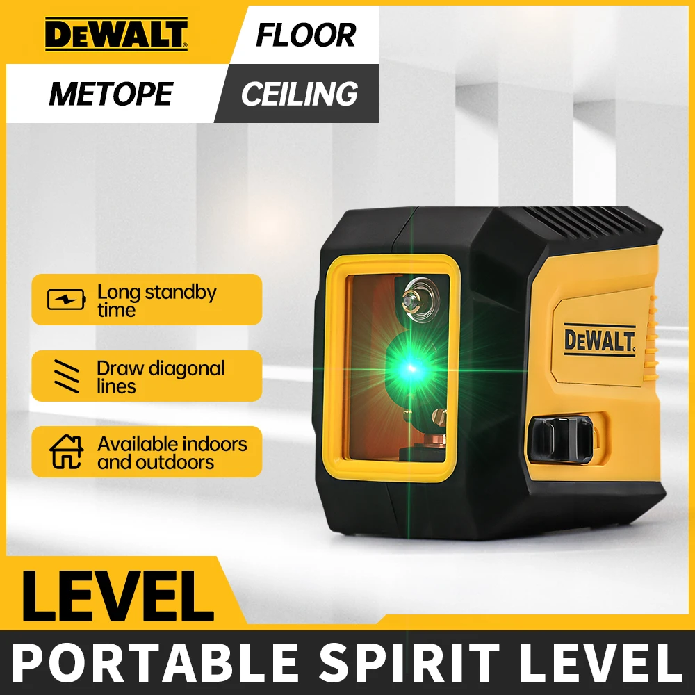 

DEWALT High-Precision 2-Line Horizontal Vertical Cross Level Green Light Laser Portable Mini Laser Level Laser Self-Leveling