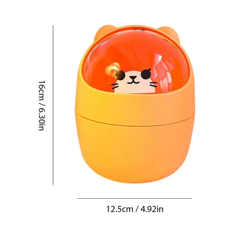 Cute Desktop Trash Can Animal Design Tiny Tabletop Wastebasket Funny With Shake Lid Decorative Desktop Trash Can With Lid