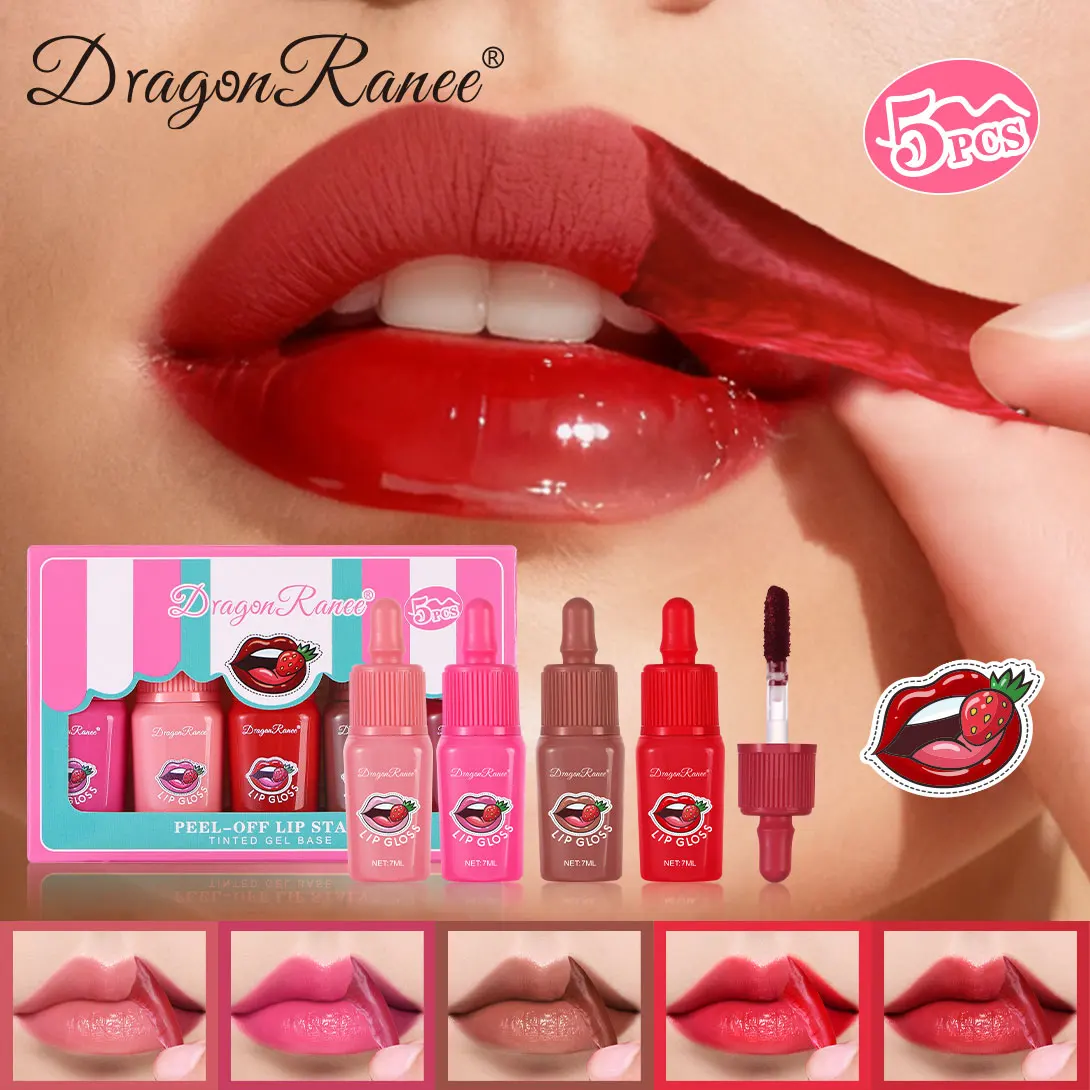 5Pcs/Set Lip Glaze Matte Set Holiday Gift Moisturizing, Waterproof, Sweat-Proof, Delicate, Long-Lasting, Non-Fading Lipstick, Daily Versatile Lip Gloss Set