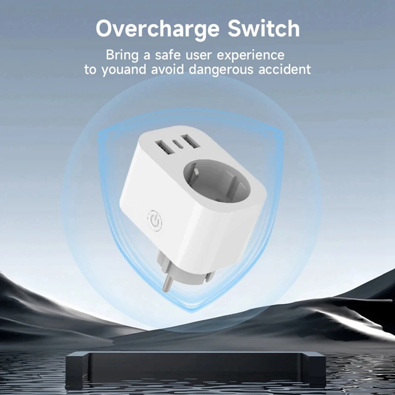 16A Tuya Smart Plug Socket With PD Fast USB Ports Power Monitor Timing And Countdown Smart Home Via Alexa Home EU PLUG