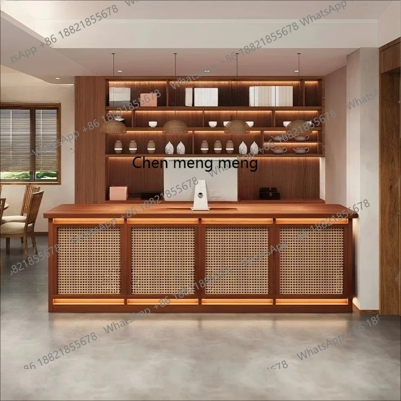 X Clothing shop, beauty salon checkout page Health center counter rattan, reception desk