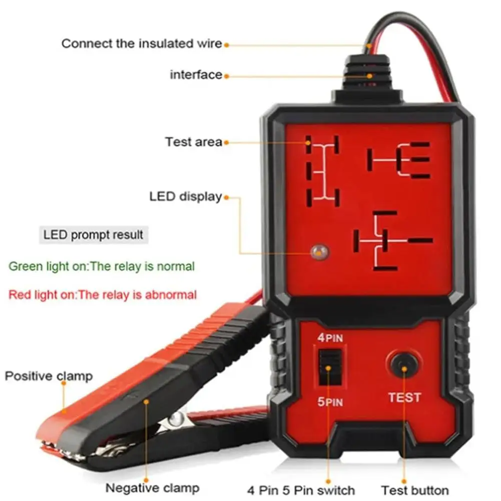 Universal 12V Automotive Relay Tester Automotive Relay Auto Relay Short Battery Electronic Tester Tester Checker Circuit T1R4