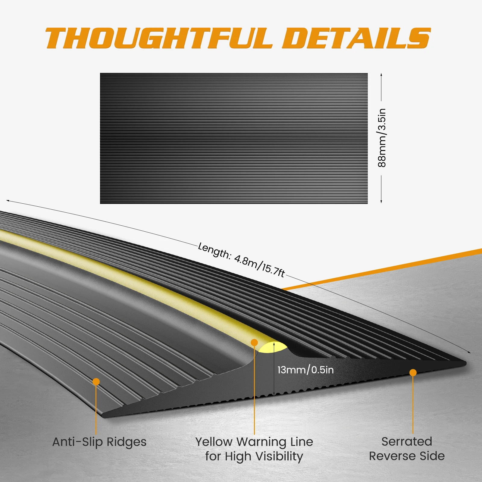 Garage Door Seal 2.5/4.8M Universal Threshold Seal Weatherproof Floor Seal Rubber DIY Seal Replacement for Garage Doors Perfect