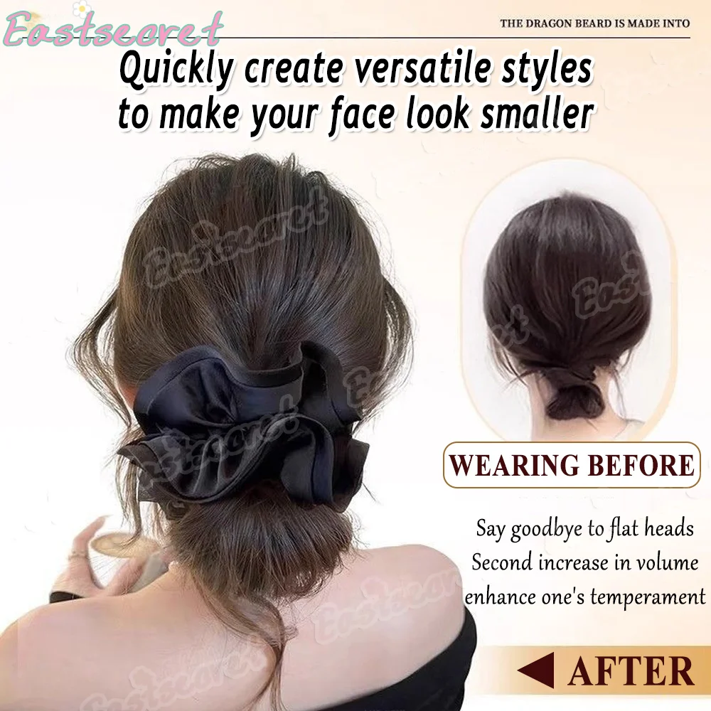 EAST Dragon Beard Maruko Head Wig Gripper Female Hairband Flower Bud Head Low Maruko Head Fluffy Synthetic Hairdo Wig