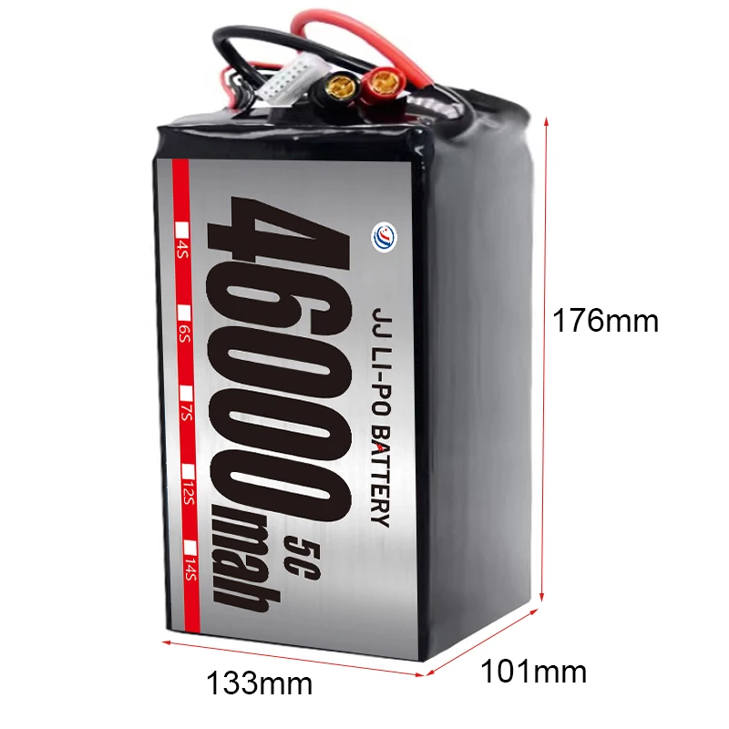 JJ Li-HV Grade a 44000mah 44ah 22.8V6S 45.6V12S Lithium Ion Lipo Battery Pack for RC Airplane Helicopter