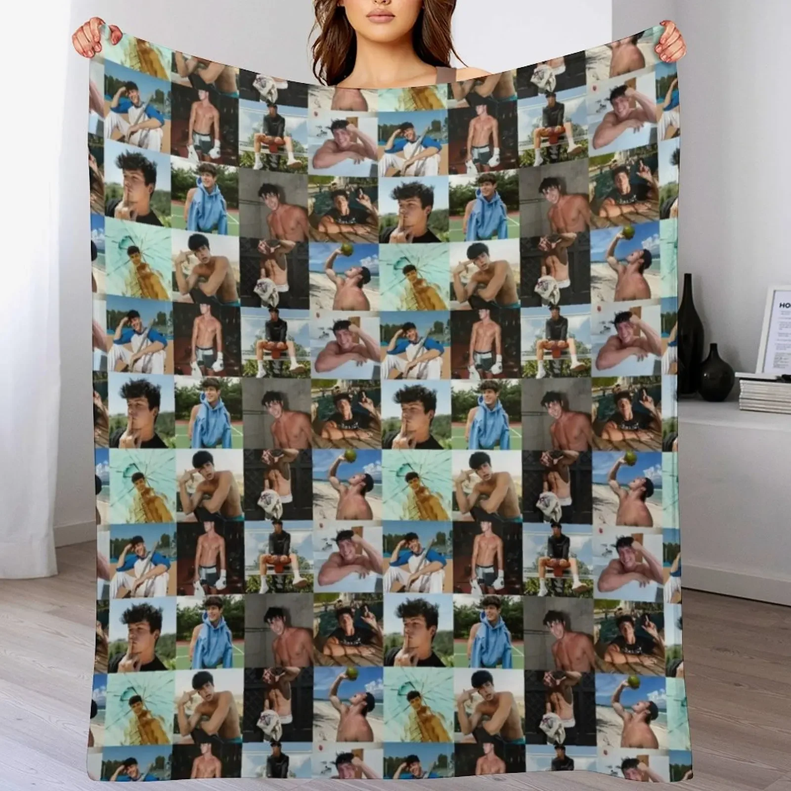 

Blake gray collage Throw Blanket Travel Beautifuls Camping Custom Blankets