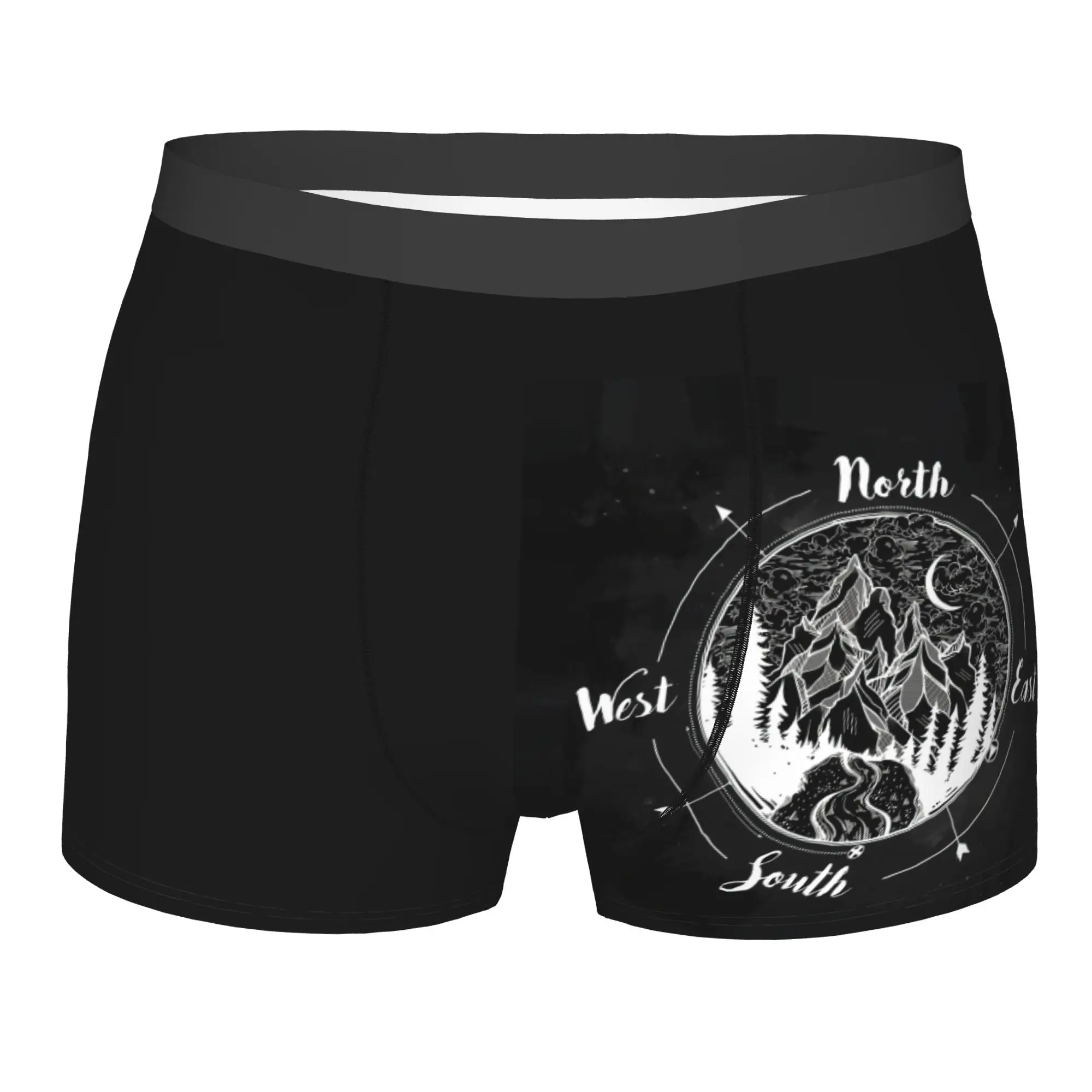

Custom Forest Mountain Landscape Underwear Men Breathable Compass Boxer Briefs Shorts Panties Soft Underpants For Homme