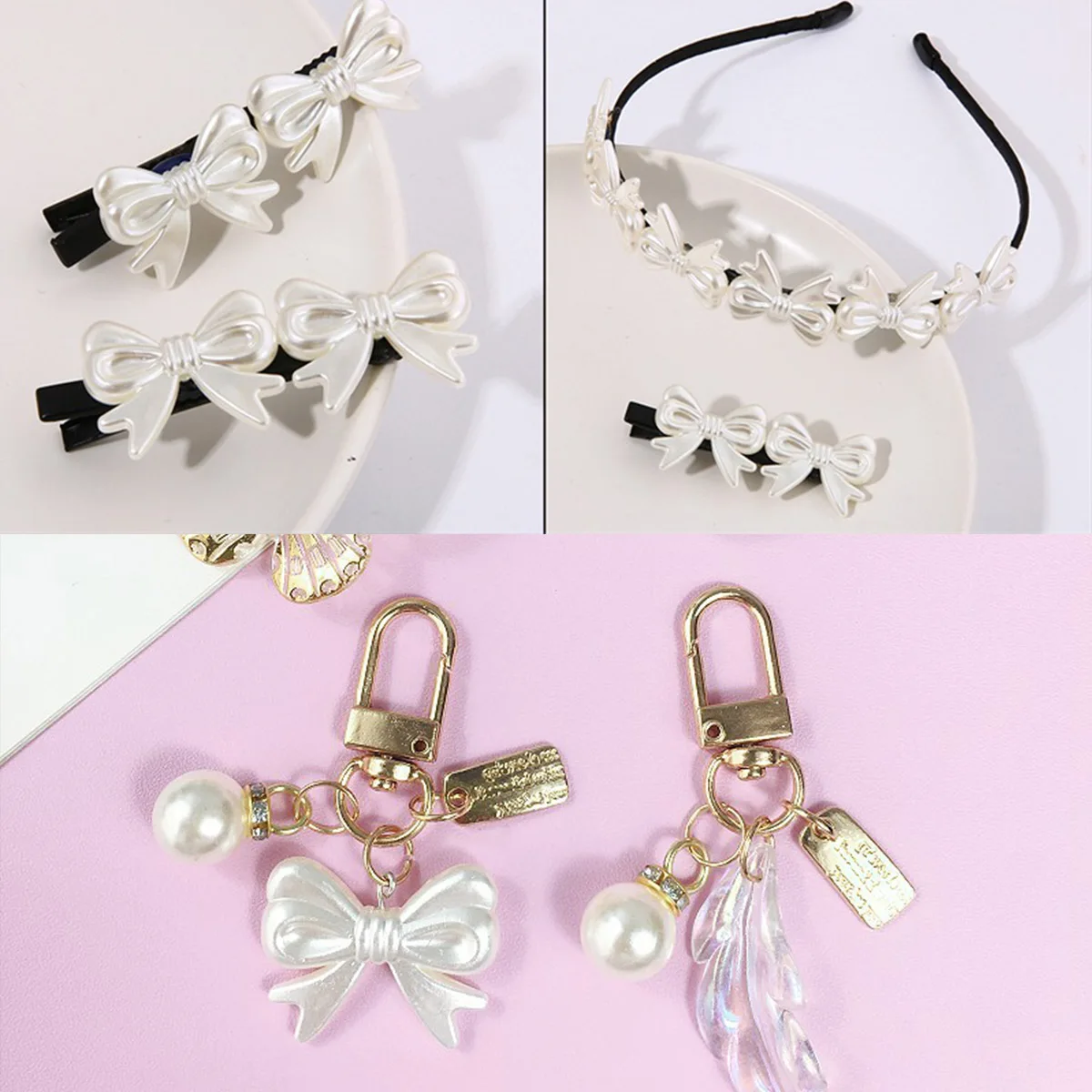 10/20/30/50Pcs ABS Imitation Pearl Butterfly Bow Beads For DIY Jewelry Making Accessories Keychain Phone Case Decoration Patch