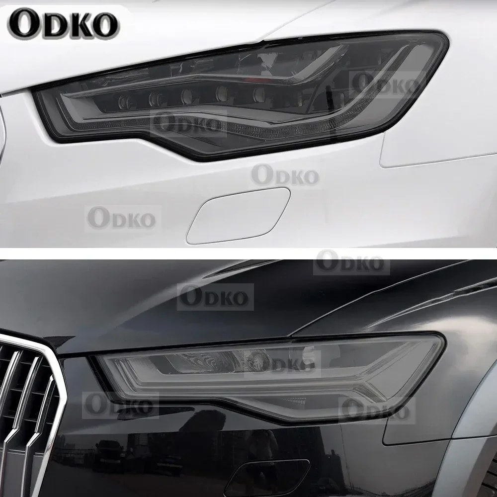2 قطعة سيارة العلوي طبقة رقيقة واقية المدخن الأسود تينت التفاف الفينيل شفافة ملصق من البولي يوريثان لأودي A6 C7 4G S6 RS6 2012-2018 #5