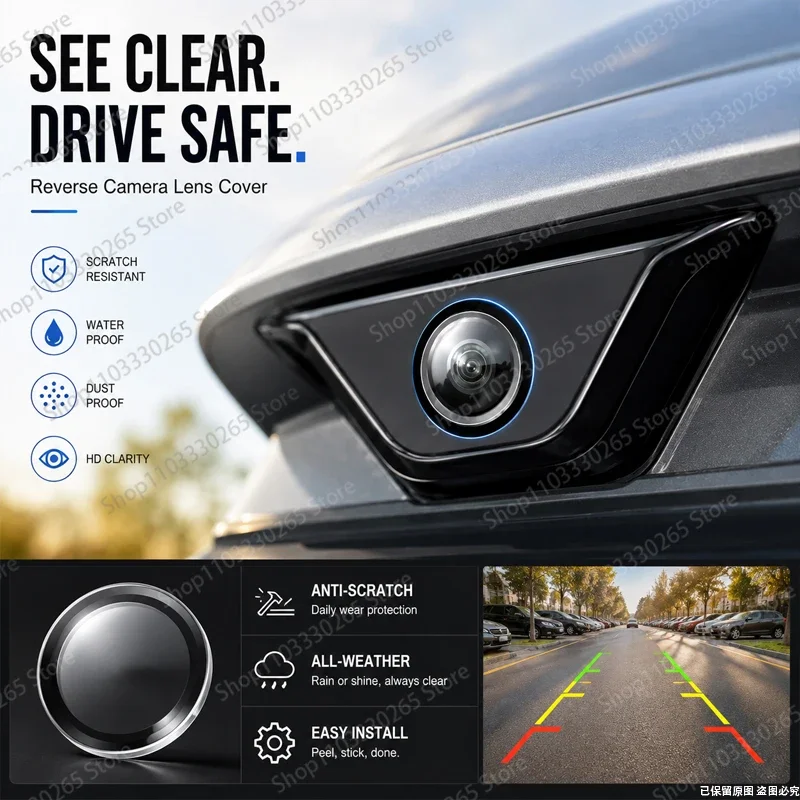 No Blur Car Reverse Camera Lens Protector, High-Definition Anti-Scratch Cover, Maintain Full View