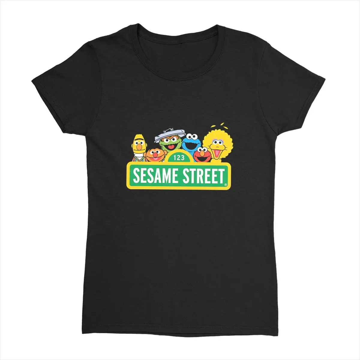 Sesames Streets Cotton T Shirt Couple cartoon Y2K Retro Casual T-Shirts Summer Round Neck Novelty Tee Shirt Oversized Clothes