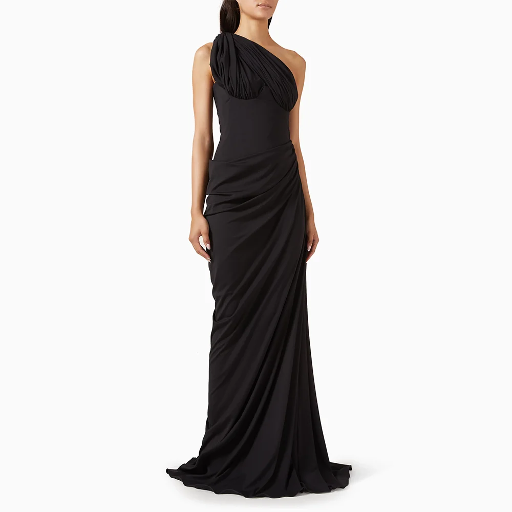 

Elegant Prom Dresses Simple One Shoulder Sleeveless Mermaid Lengtrh Pleat Jersey Evening Gowns Party Dress Customized 2025