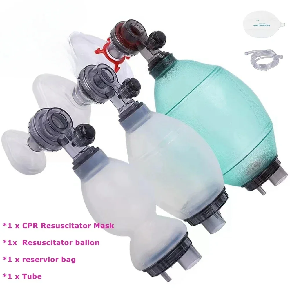 Artificial Resuscitator Emergency Ambu Bag Manual Resuscitator for First Aid Manual PVC/Silicone Resuscitation Ambu Bags