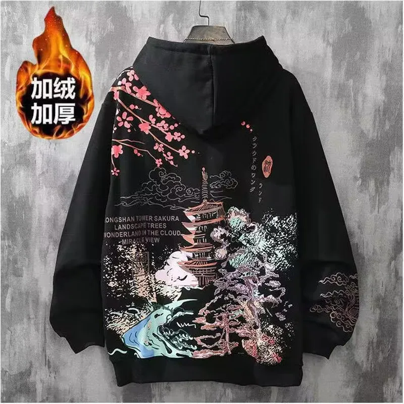 

2023 New Oversized Women Hoodies Lovers Chinese Style Printing Sweatshirt Spring Autumn Long Sleeve Hooded Female Pullovers Tops