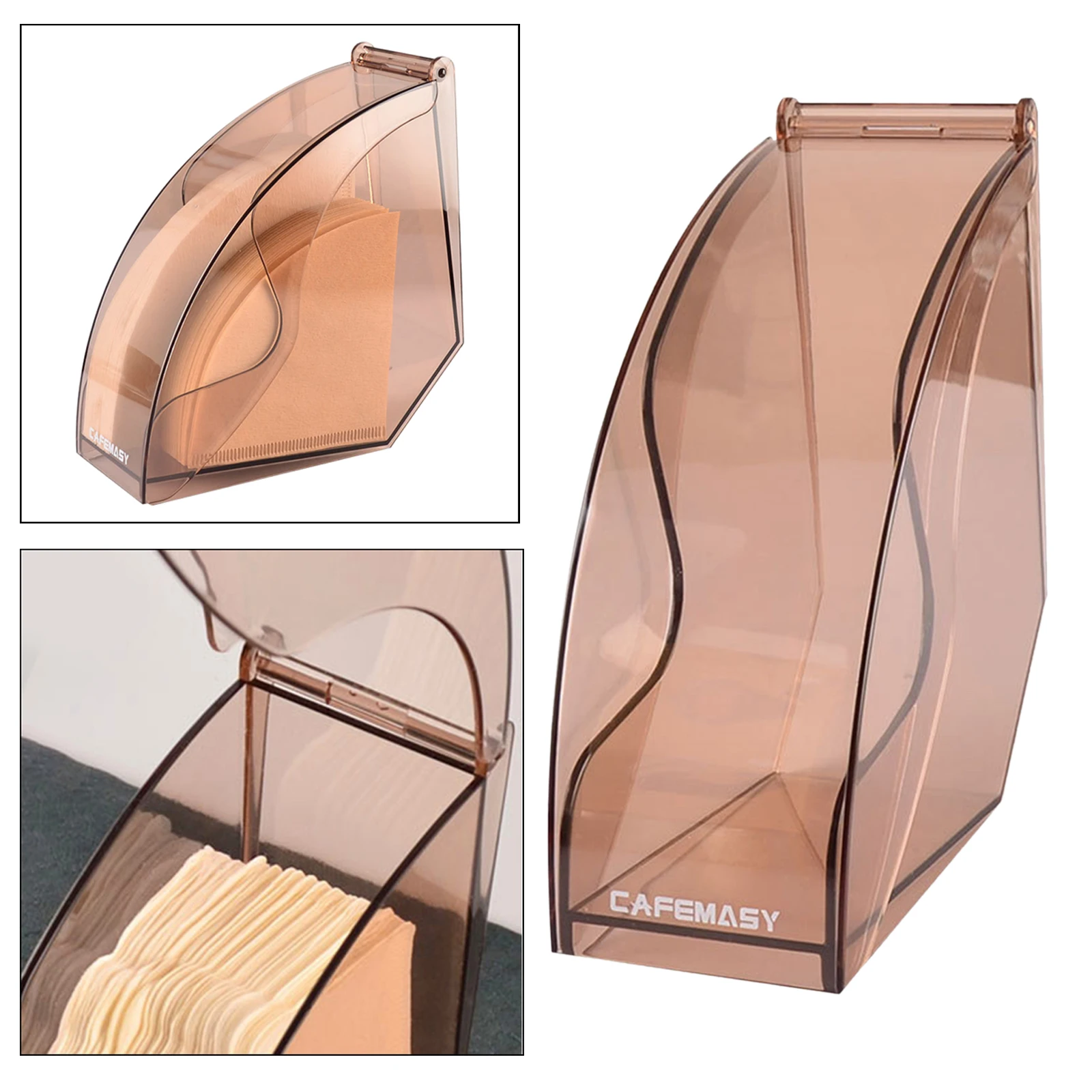 Hand Drip Coffee Filter Paper Holder Storage Rack with Acrylic Cover Dispenser Storage Barista Tools
