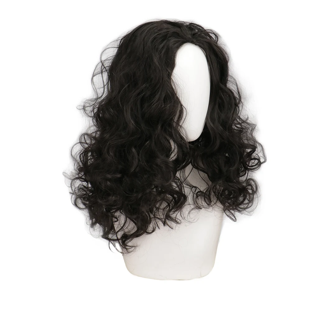 Polynesian schwarze lockige Cosplay-Perücke für Maui, Rollenspiele, lange lockige Perücke für Frauen, Cosplay-Perücke, Haar, synthetische Halloween-Party-Perücken