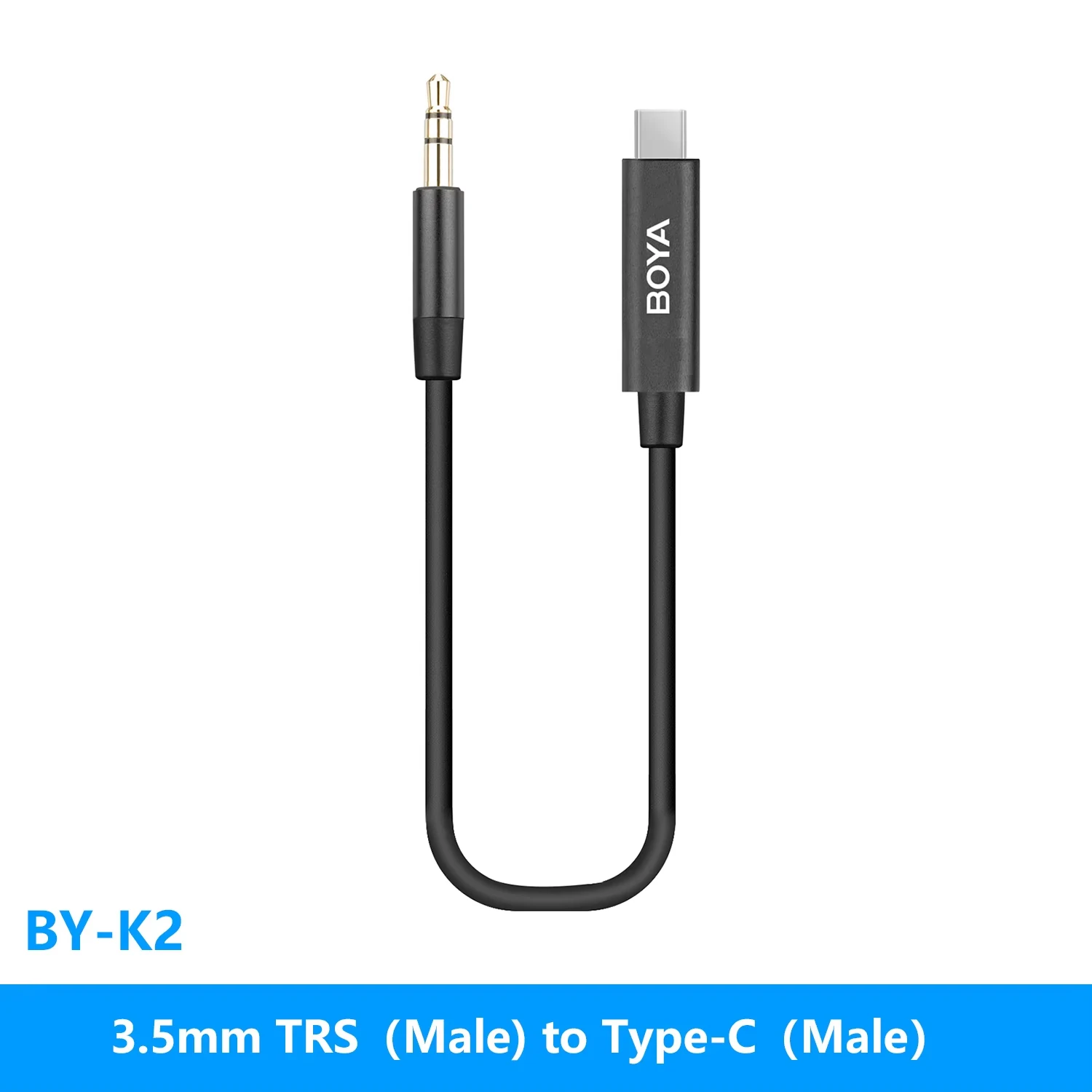 BOYA BY-K2 20cm Microphone Audio Adapter Cable 3.5 mm TRS (Male) to Type-c (Male) for Android PC Computer Laptop USB-C Devices
