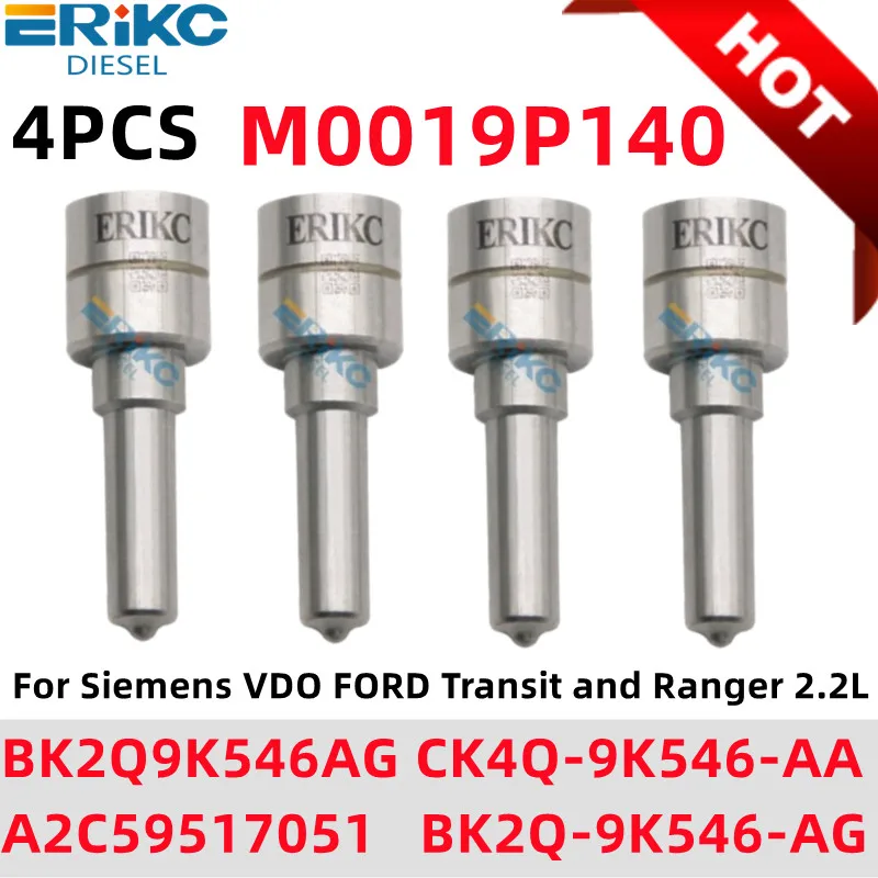 4PCS M0019P140 Nozzle Injector BK2Q9K546AG CK4Q-9K546-AA A2C59517051 BK2Q-9K546-AG For Siemens VDO FORD Transit and Ranger 2.2L