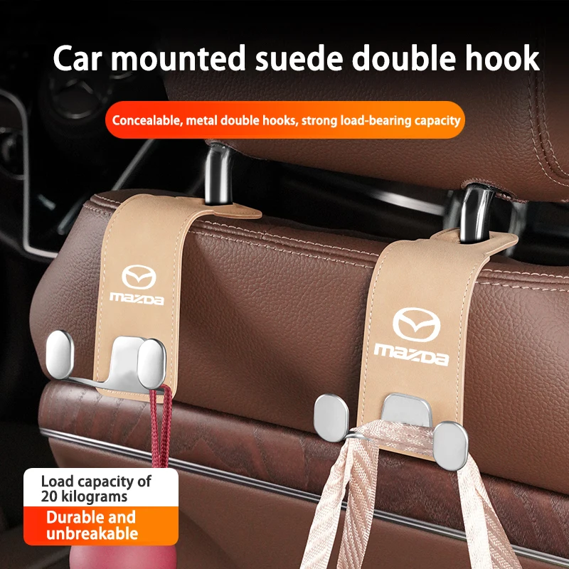 الجلد المدبوغ هوك مزدوج المقعد الخلفي مسند الظهر هوك سيارة الداخلية المنظم اكسسوارات لمازدا 3 6 CX5 2 CX3 CX9 MX5 RX8 Axela #3