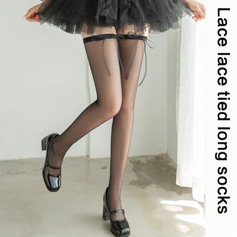 

Женские японские элегантные прозрачные тонкие высокие длинные носки до бедра для девочек, прозрачные чулки выше колена со и 15UB