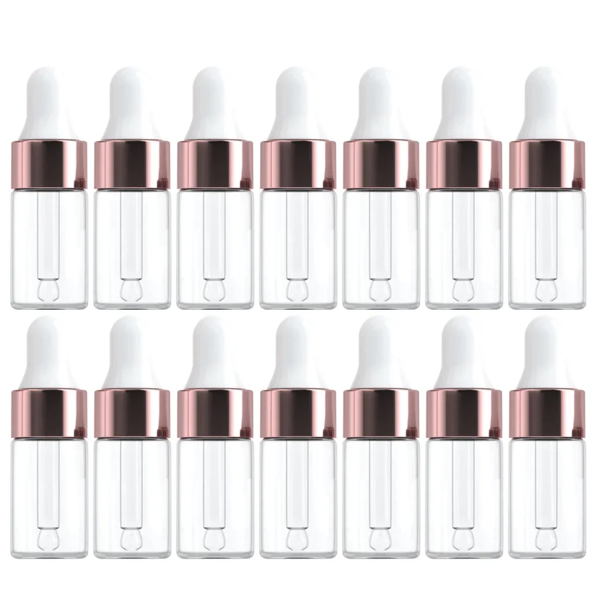 10/20 piezas Mini botellas cuentagotas de vidrio vacías botellas de aromaterapia de aceite esencial tapa de oro rosa botellas de pipetas 1ml 2ml 3ml 5ml