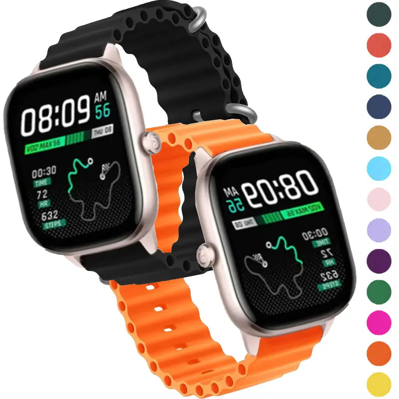 

High Quality Silicone Strap For Amazfit GTS 4 2 Mini/GTS 3 /GTS 2e Band For Amazfit Bip 5 6 20mm 22mm Ocean Bracelet Balance 2 1