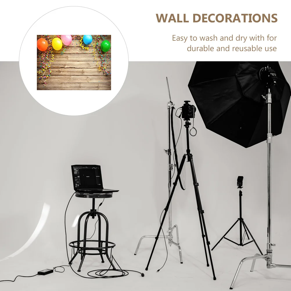 

Wooden Balloon Background Props Photography Scene Birthday Vinyl Decoration Lightweight Durable Reusable Washable Realistic