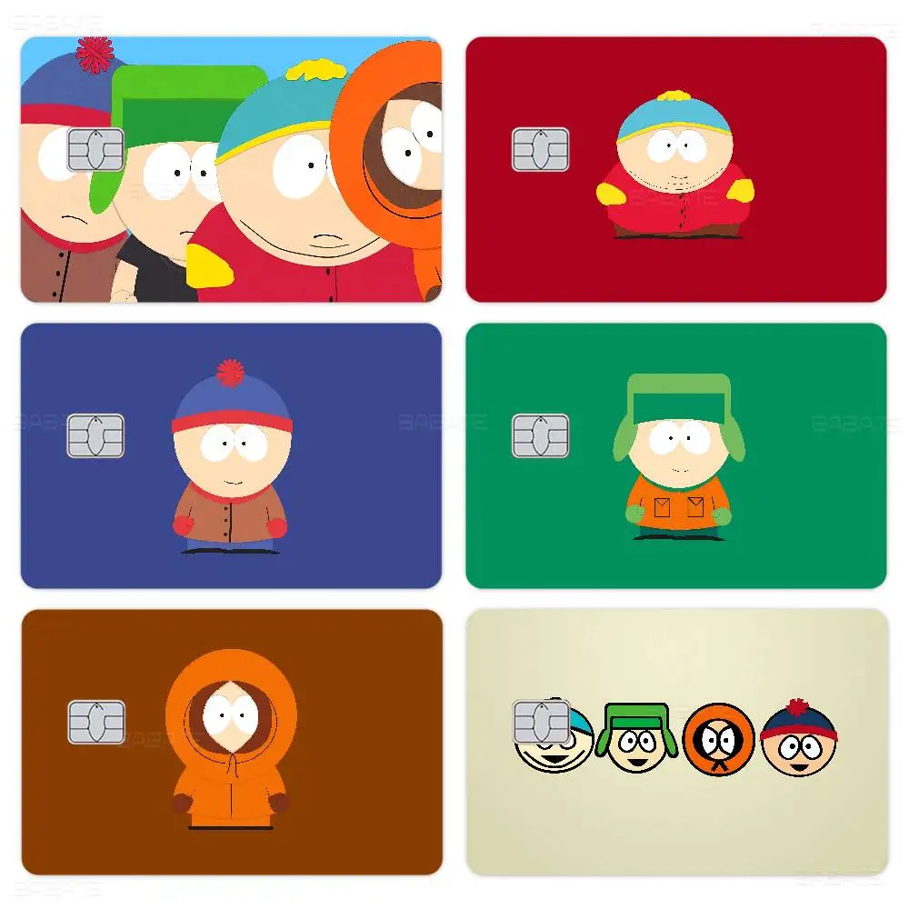 S-South Cartoon P-Parke Credit Card Skin Stickers No Adhesive Residue Water Proof for VISA Credit Card Subway Access Card