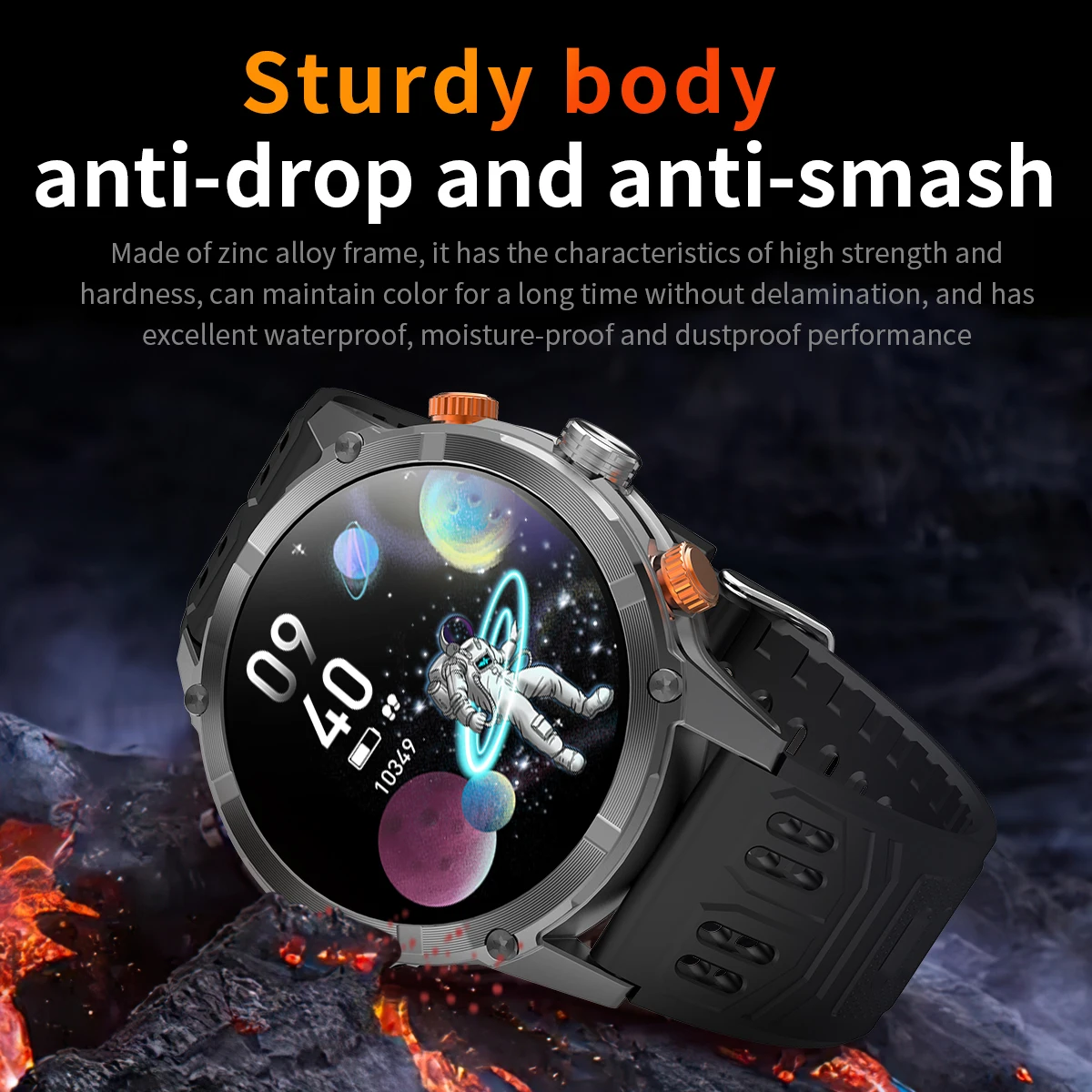 1.7 "الرجال الرياضة في الهواء الطلق اللياقة البدنية مصباح يدوي بلوتوث دعوة ساعة ذكية معدل ضربات القلب معلومات تذكير مقاوم للماء Smartwatch