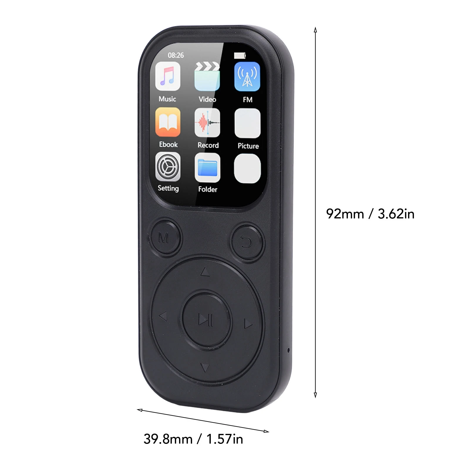 MP3 Player Multi Functional HiFi Sound Quality Bluetooth MP3 Player for Hiking Supports 3.5mm Earphone Jack 128GB Memory Card