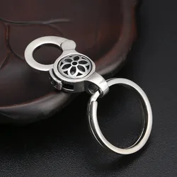 Wholesale S925 pure silver vintage high-end silver popular personalized cherry blossom keychain car men and women keychain