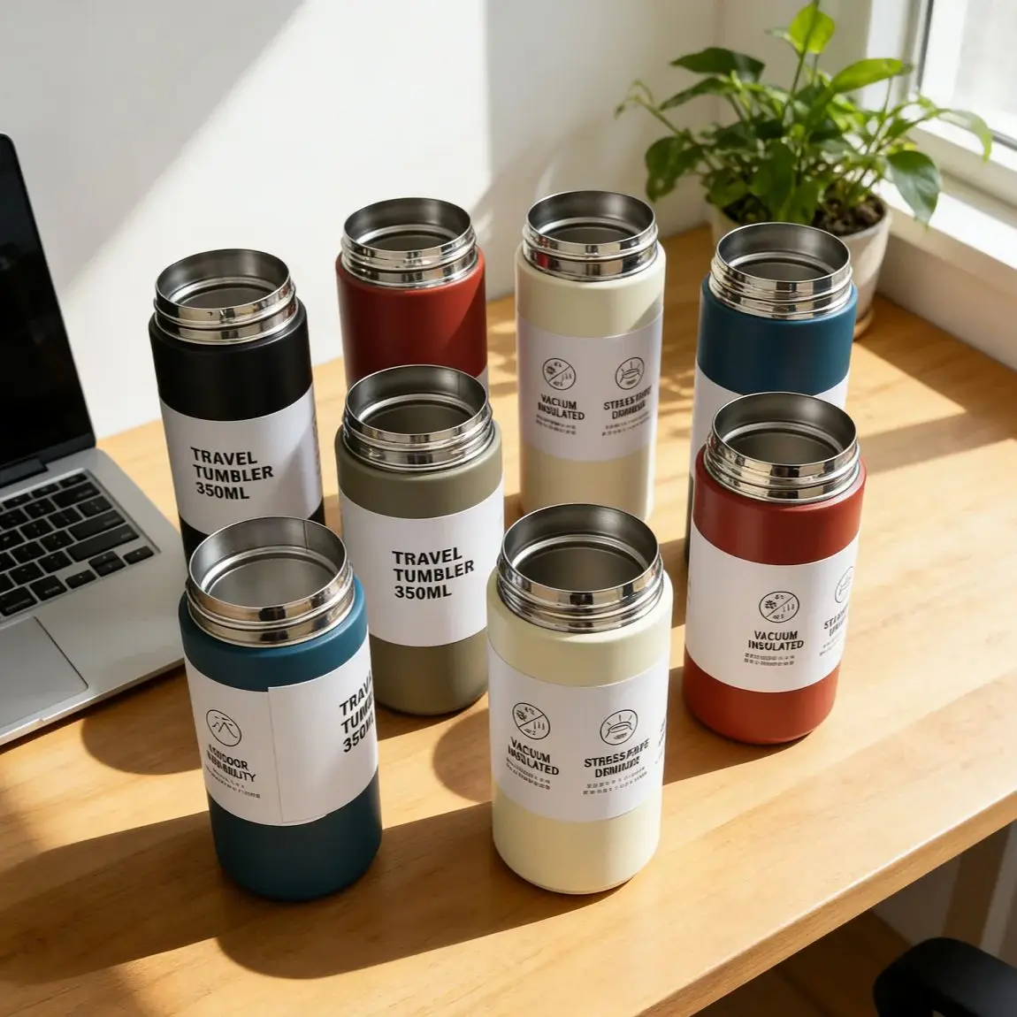 Vaso Térmico de Viaje, Taza Termo de 350/500 ml, Acero Inoxidable de Doble Pared, Termo para Té y Café