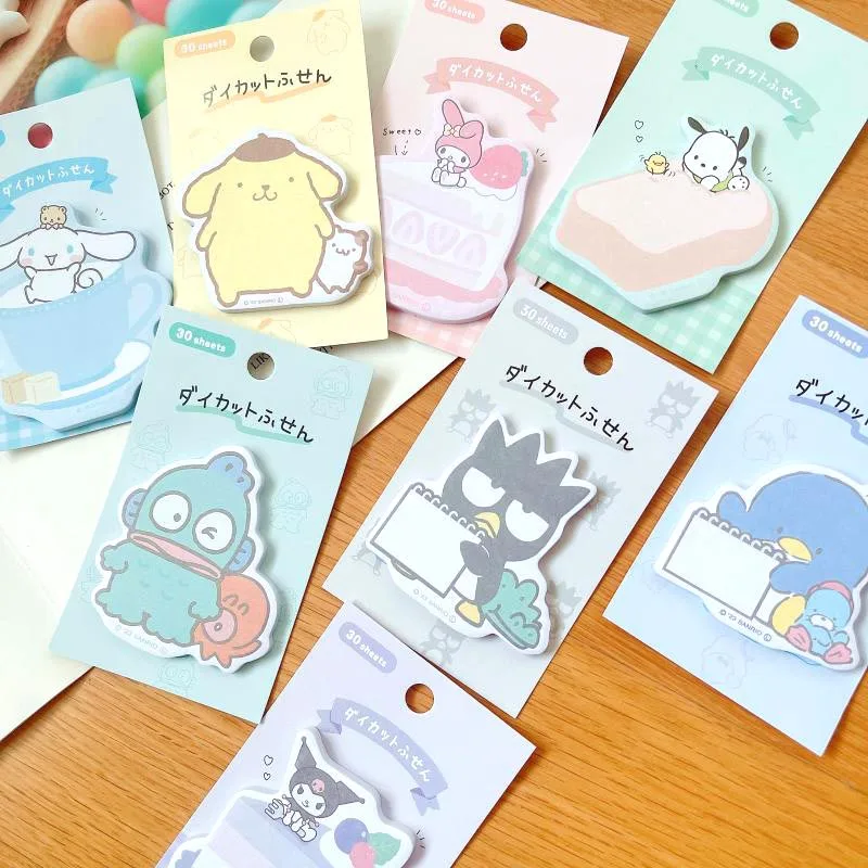 32pcs/lot Kuromi Melody Memo Pad Kawaii Sanrio Hangyodon XO Pochacco Sticky Note Notepad Planner Sticker Post School Supplies