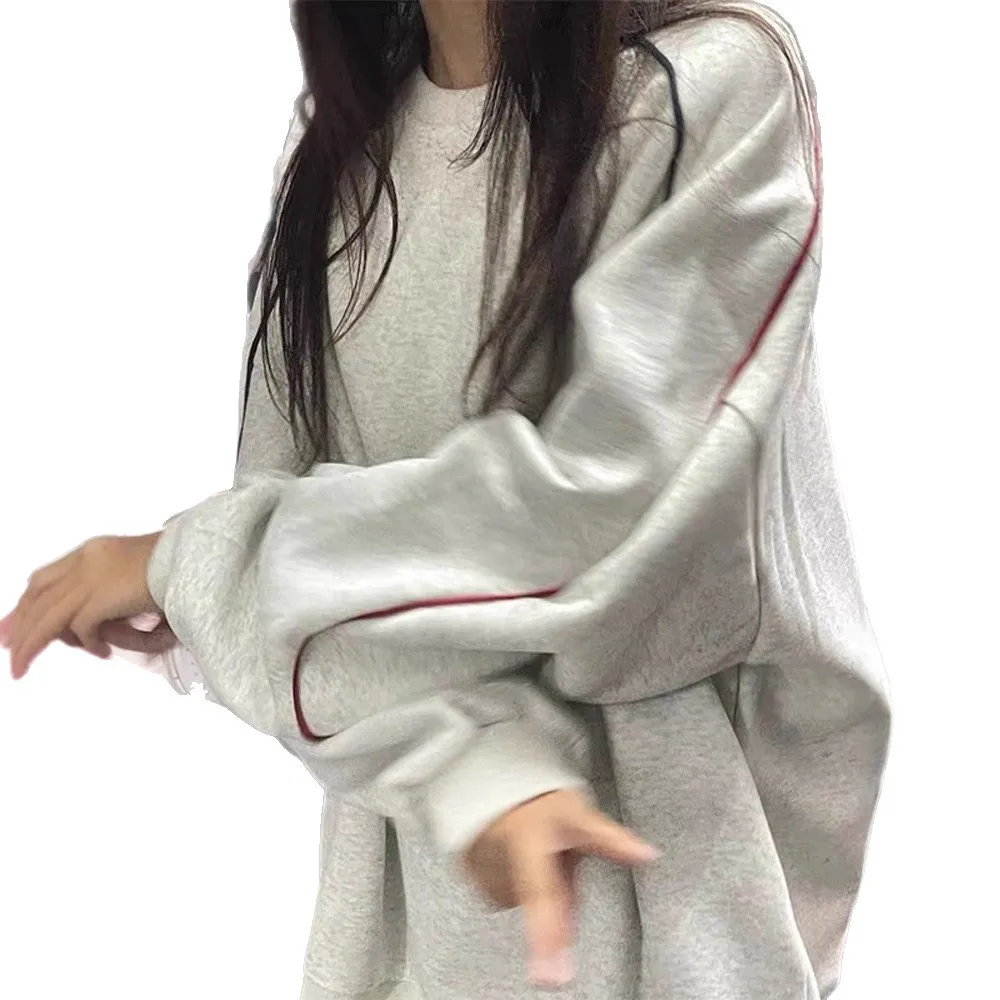 2025 New Early Autumn Collegiate Style Casual Outdoor Crew Neck Sweatshirt Small Color-Blocking Temperament