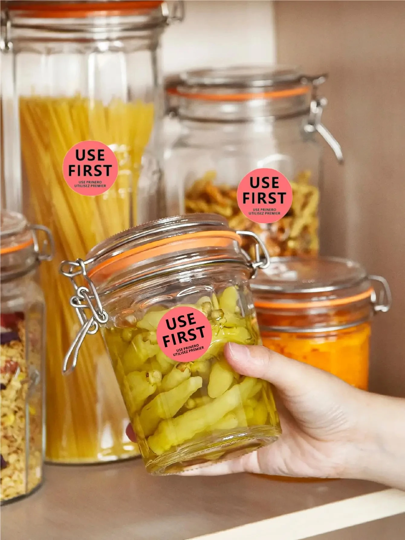 USE First Stickers Food Service 1.5 Inch Inventory Control Labels 500 pcs for Restaurant Permanent Adhesive Circle Paper Labels