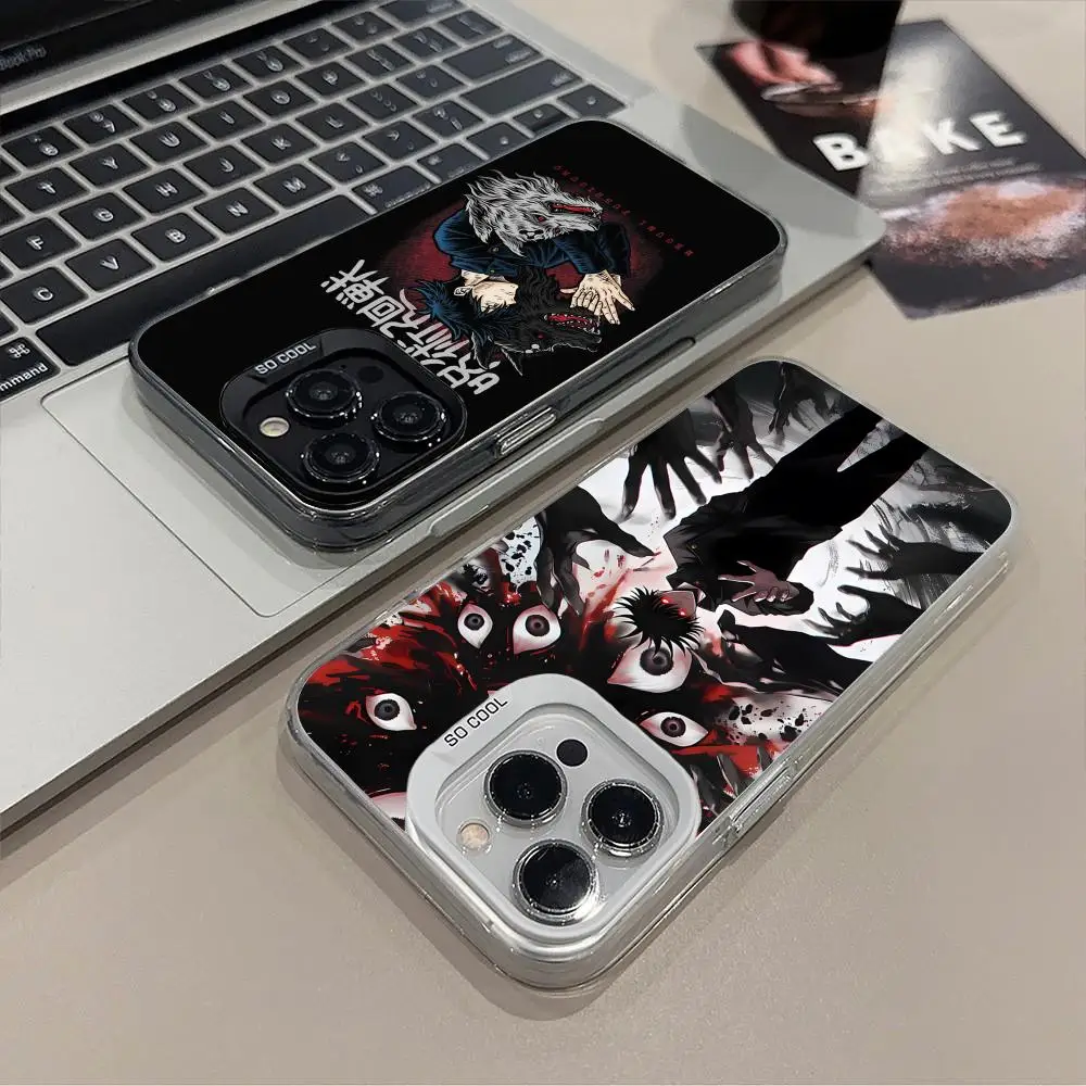 Jujutsu Kaisen Megumi Fushiguro جراب هاتف آيفون 16 15 14 13 12 11 X XR XS 8 7 Pro Max Plus شفاف اللون واقية #3