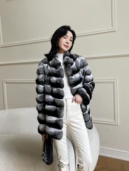 Fangtai 2023 New Winter Warm Luxury Natural Real Chinchilla Fur Coat Women Jacket Short Special Offer Free Shipping To Keep Warm