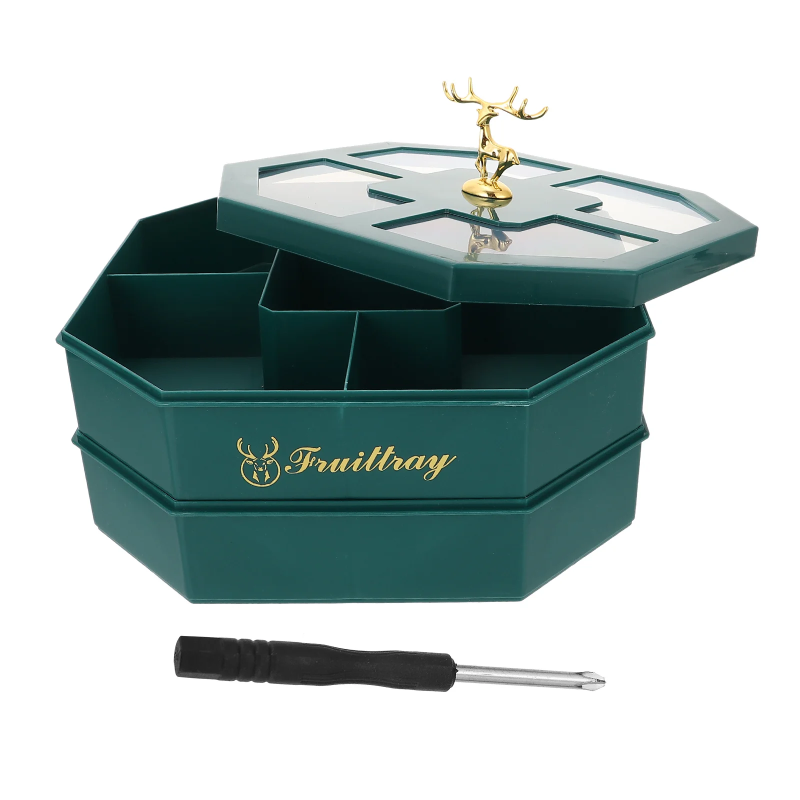 1Pcs Double Layer Snack Platter Segmented Tray Dried Fruit Nut Candy Storage Party Serving Tray Double Layer Candy Box