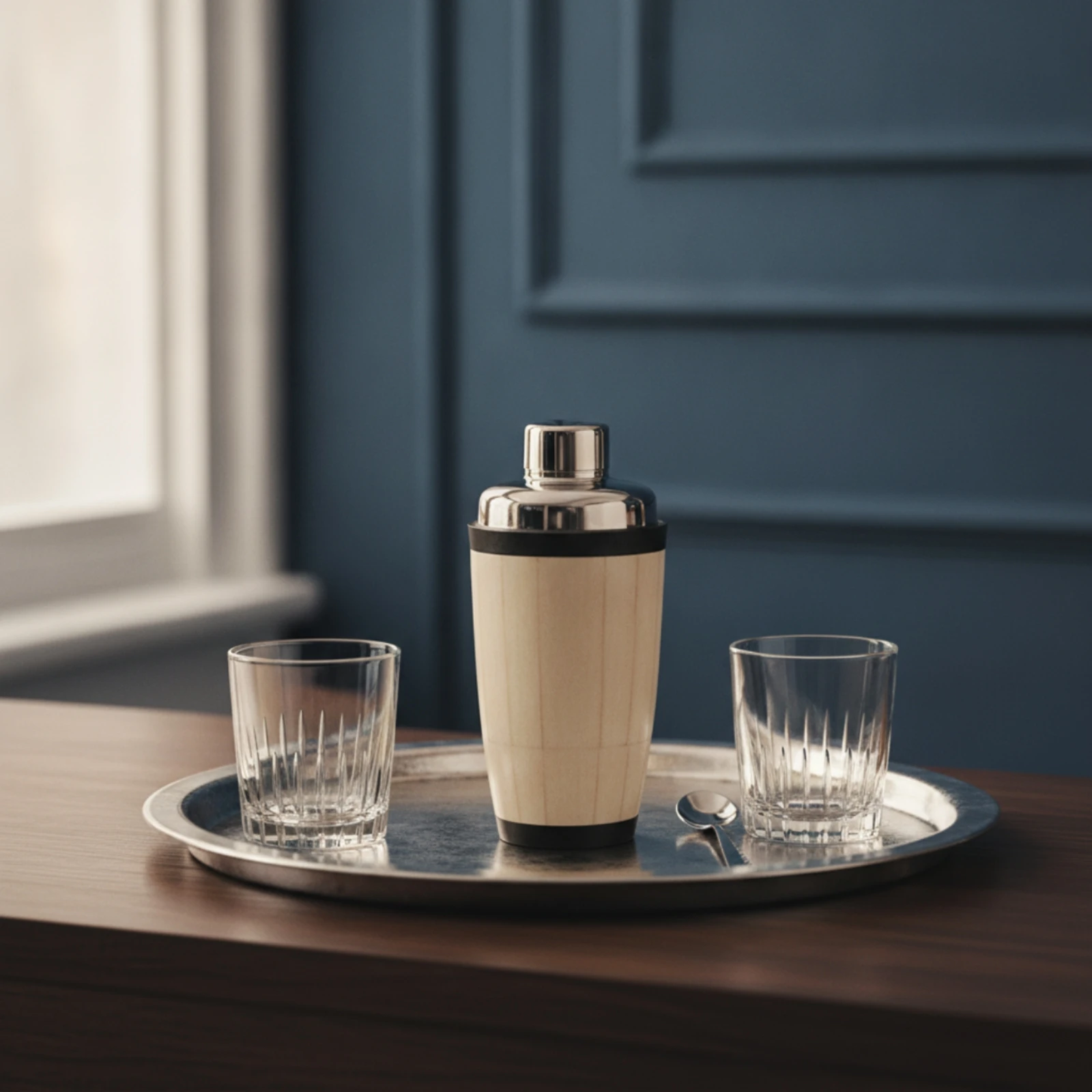 Mixer Shaker with Bone Sleeve Stainless Steel Mixer Shaker Barware Cylindrical Premium for Bartenders, Home Bar