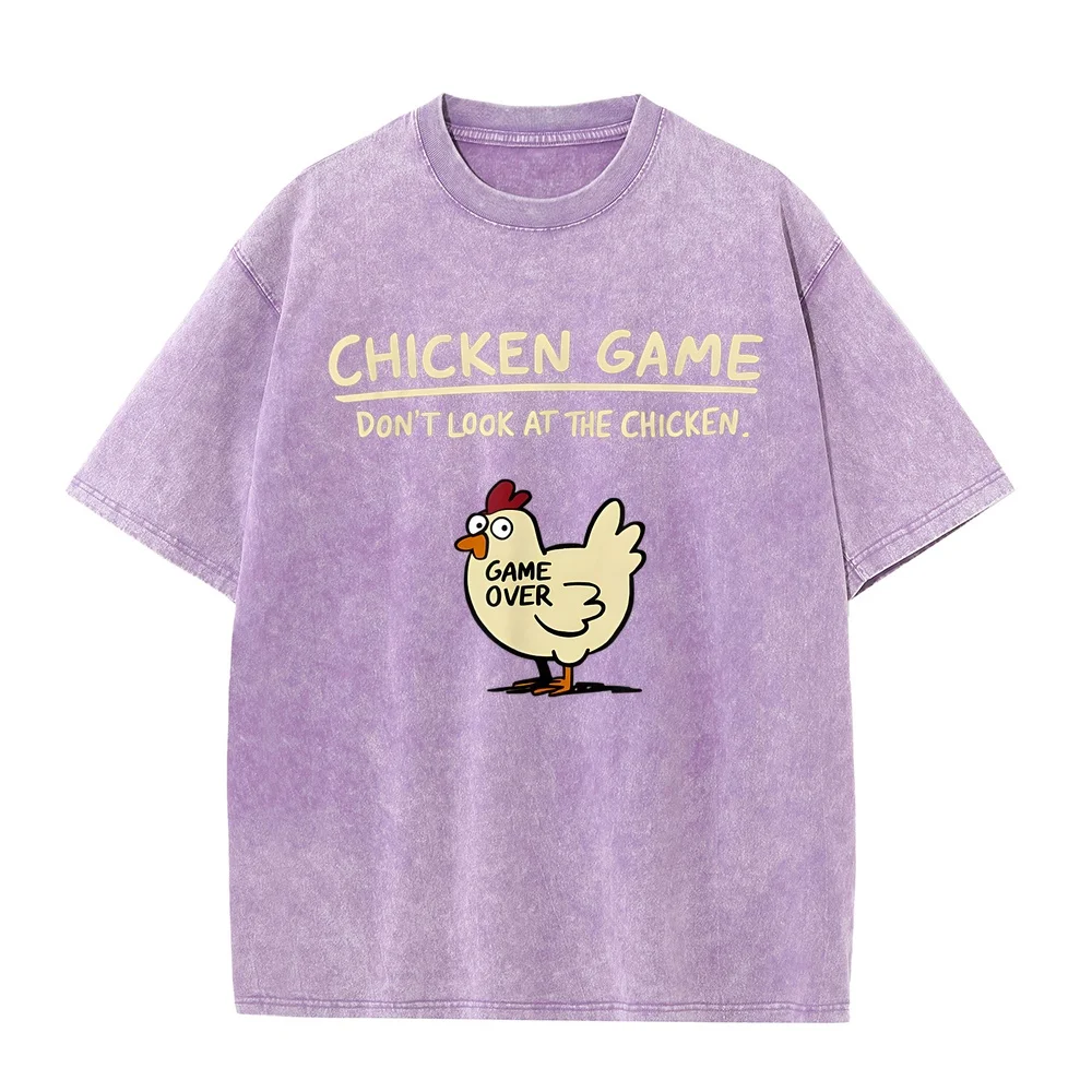 Funny T-Shirt Chicken Game Don't Look At The Chicken Clothes Men's Brands Clothing Plus Size Tee Shirt Graphic Short Sleeve Tops