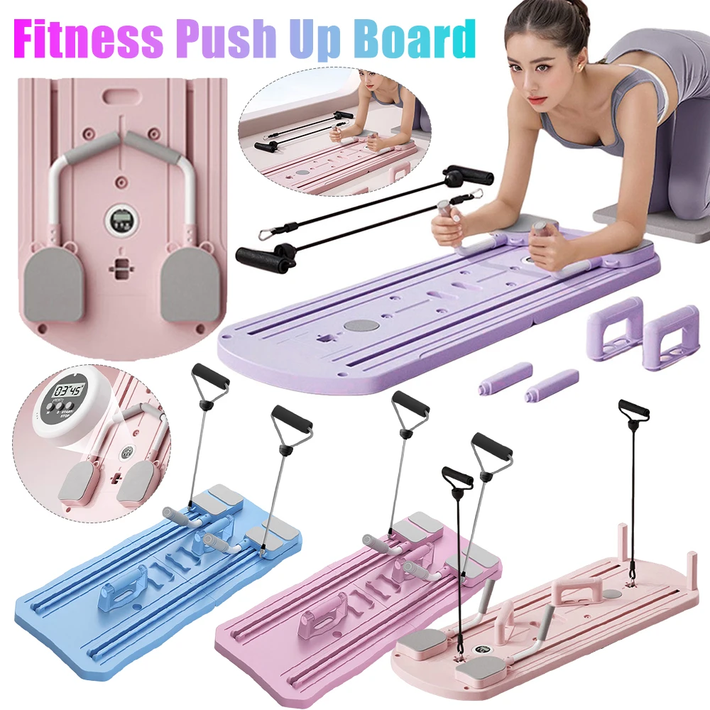 Abdominal Exercise Board With Counter Fitness Board Non Slip Push Up Board Leg & Arm Pilates Reformer Set For Full Body Workout