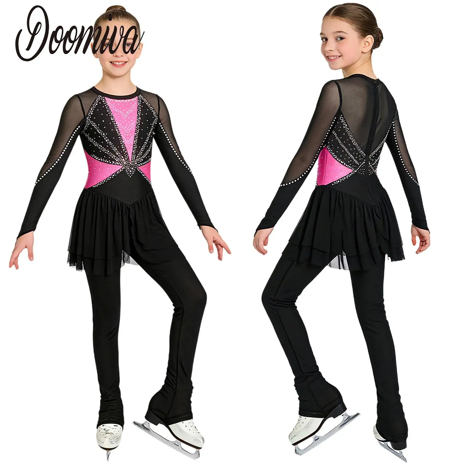 

Детские купальники для девочек: для фигурного катания, лирической гимнастики, балета, соревнований, танцев. Сетчатые, со стразами, цельные боди.