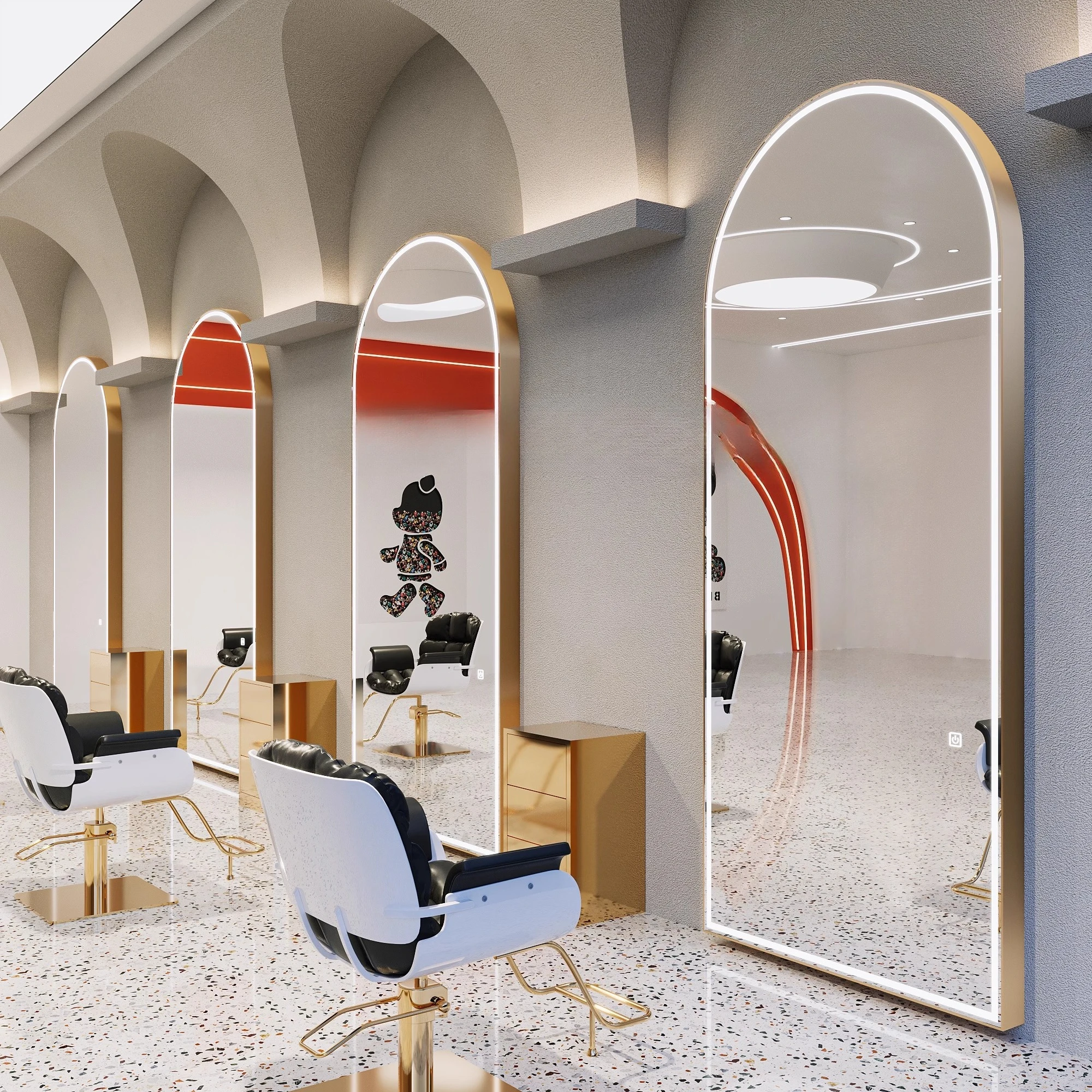 

Hair salon special hair salon mirror table led light trendy single-sided mirror hair cutting perm and dyeing area mirror