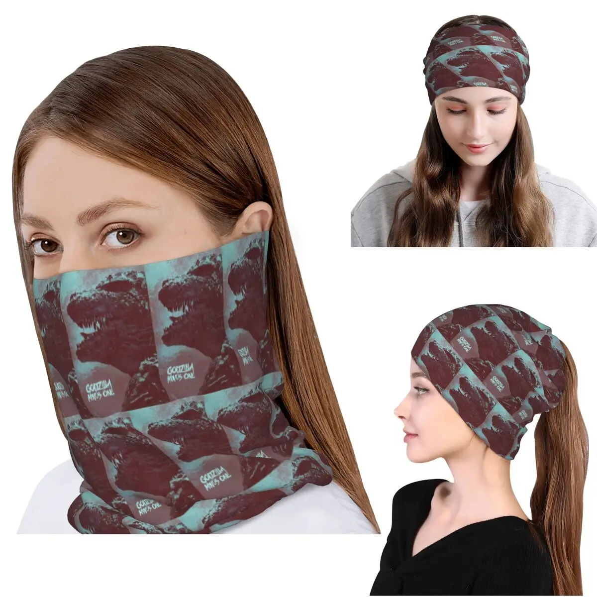 Godzillaed Minus One Half Face Movie Poster Monster King Bandana Neck Gaiter Mask Scarf Headband Beanies Hat for Men Women Adult