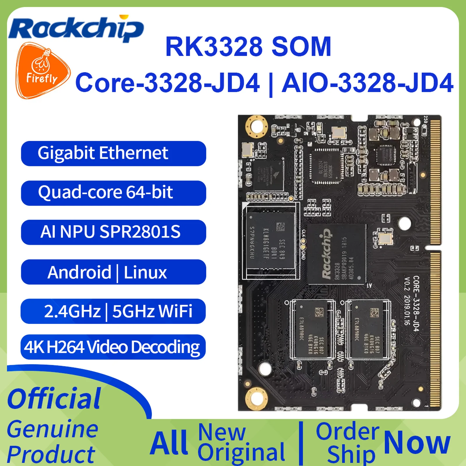 Firefly Core-3328-JD4 AIO-3328-JD4 Quad-core 64-bit System on Module Rockchip RK3288J Main Board