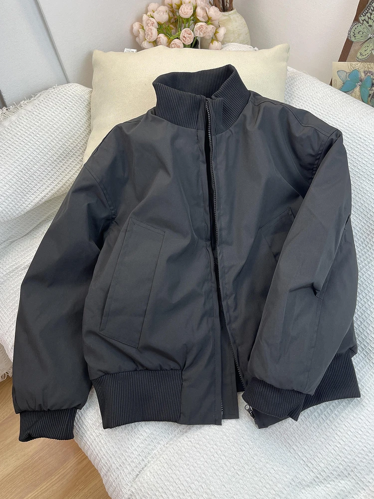 

Bla American Sle ort Cotton Jaet Men's Winter Thiened Stand Collar Pilot Jaet Warm Downproof Coat Youth Trend