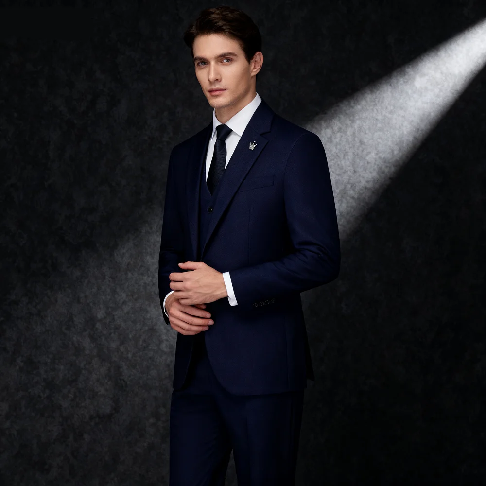 

Men's Orange Yellow Slim Fit Wedding Terno 3-Piece Smoking Suit Casual Blazer Vest Pants Set for Party